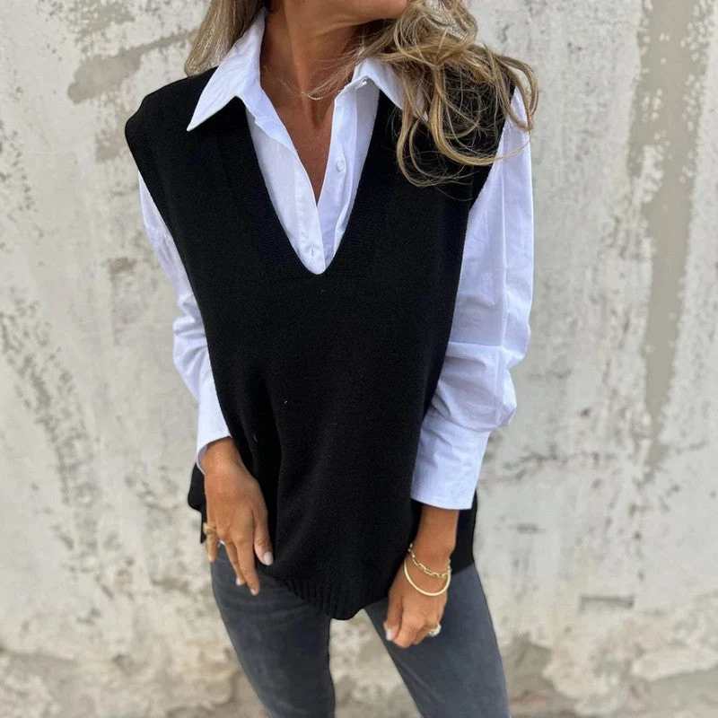 Gilet Femme Oversize Col en V
