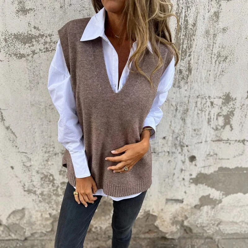 Gilet Femme Oversize Col en V