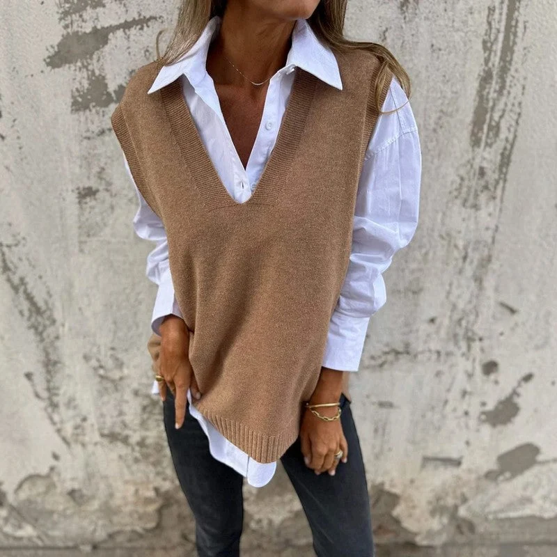 Gilet Femme Oversize Col en V