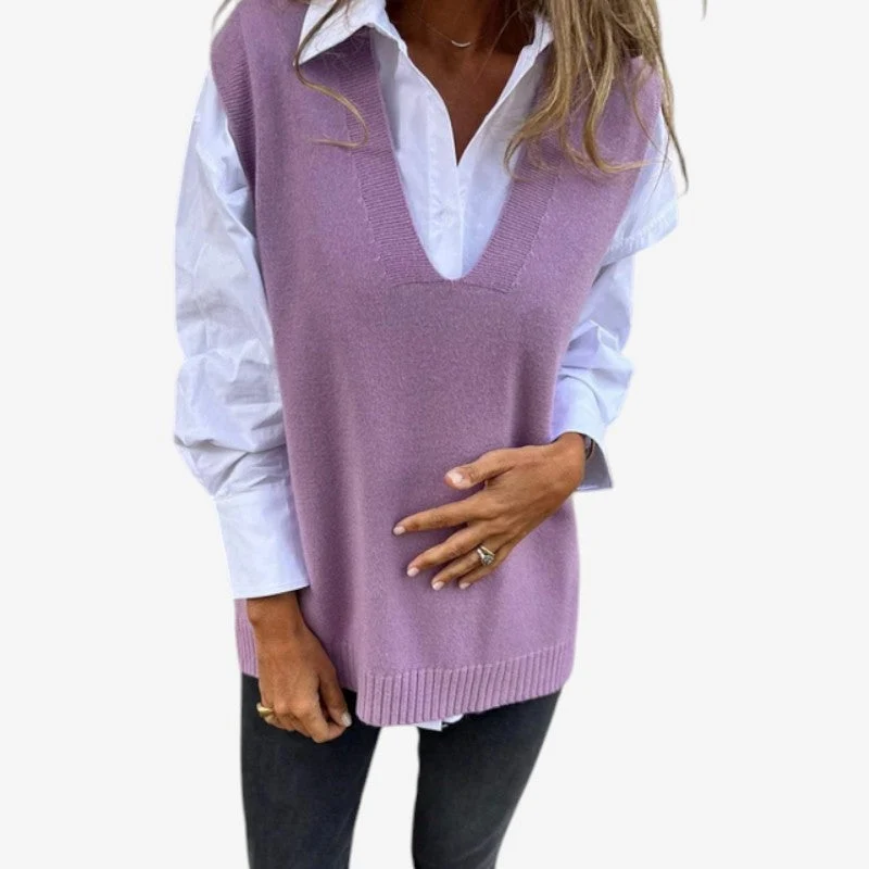 Gilet Femme Oversize Col en V