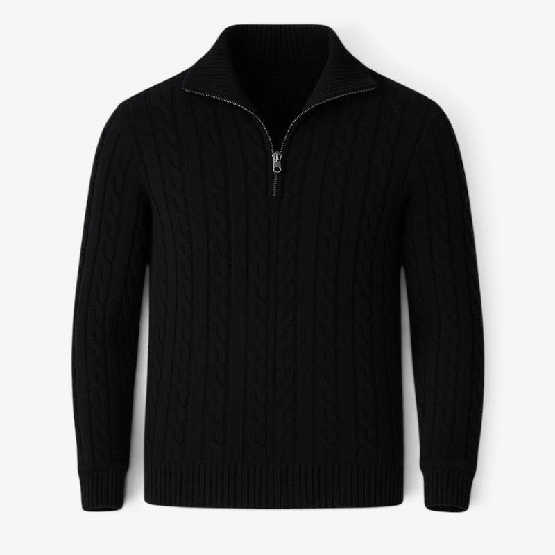 Pull Homme à Col Zippé et Tressé