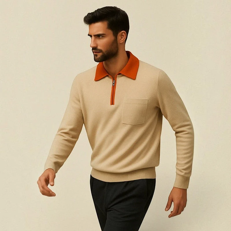 Pull Homme Col Polo avec Zip