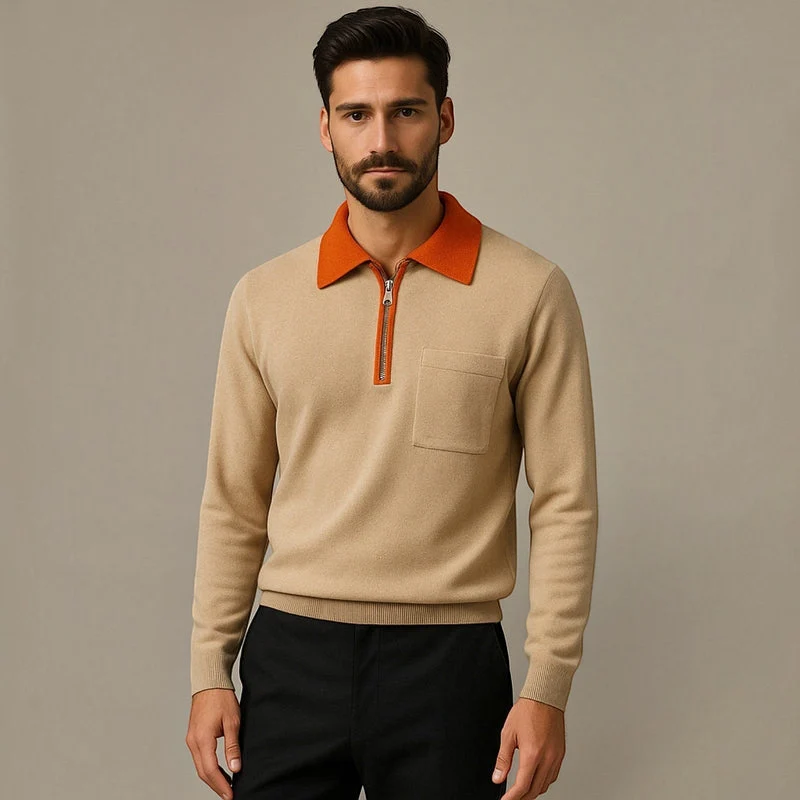 Pull Homme Col Polo avec Zip