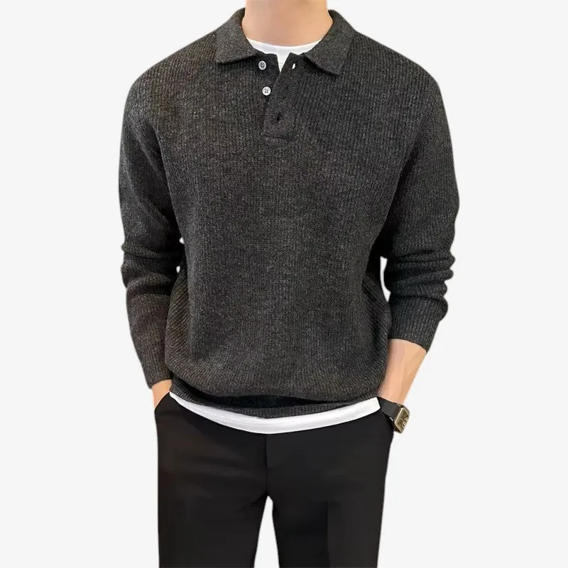 Pull Homme Col Polo à Boutons