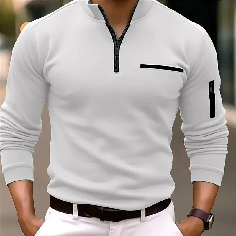 Polo Homme Manches Longues avec Col Classique