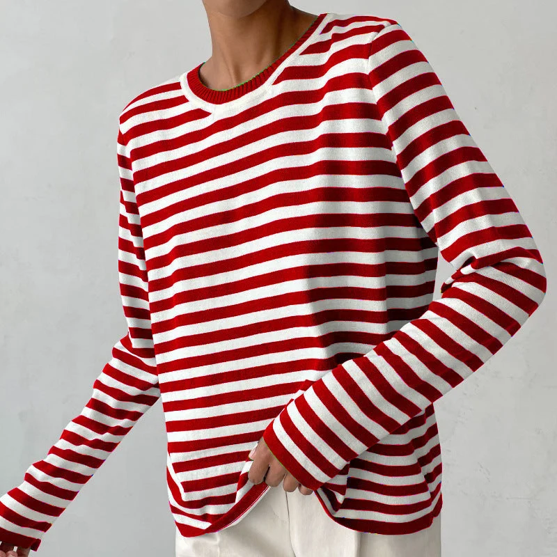 Pull rayé en maille fine pour femme