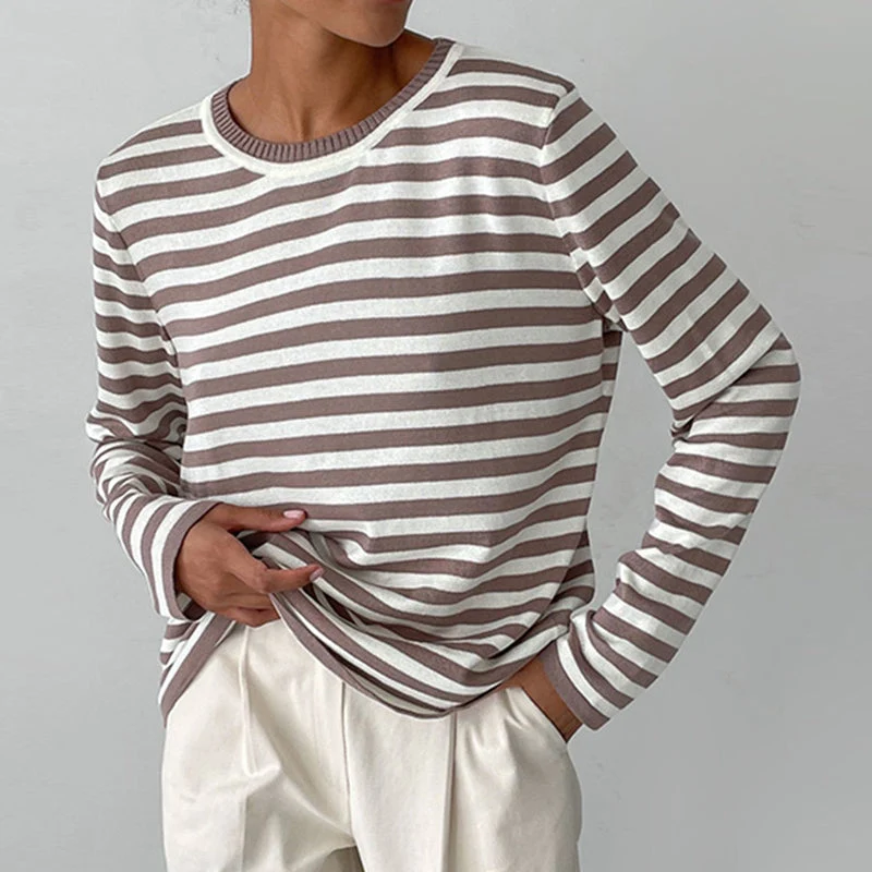 Pull rayé en maille fine pour femme
