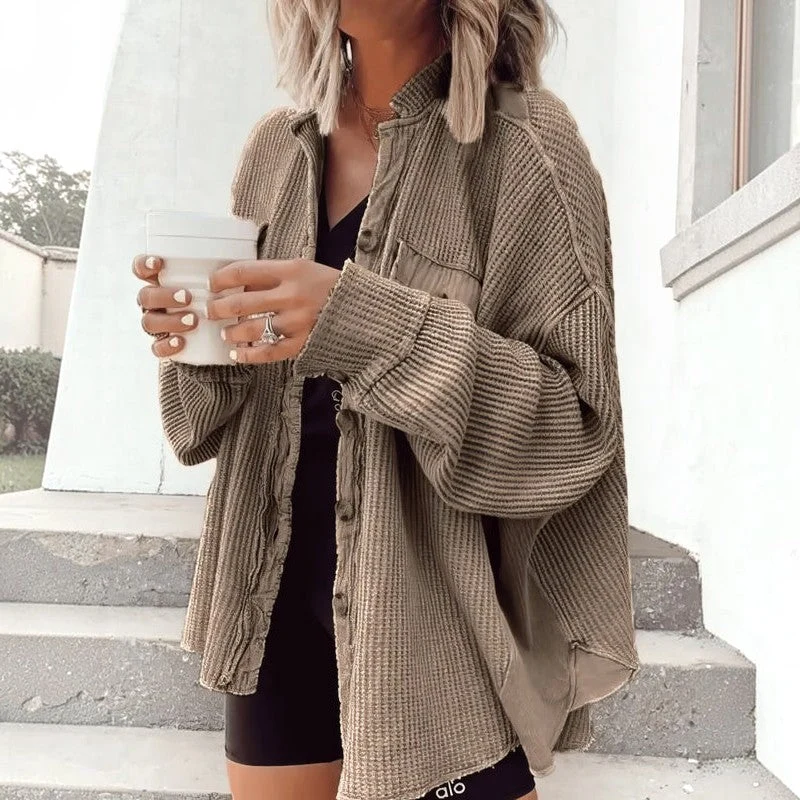 Veste en Waffle pour Femme avec Poches