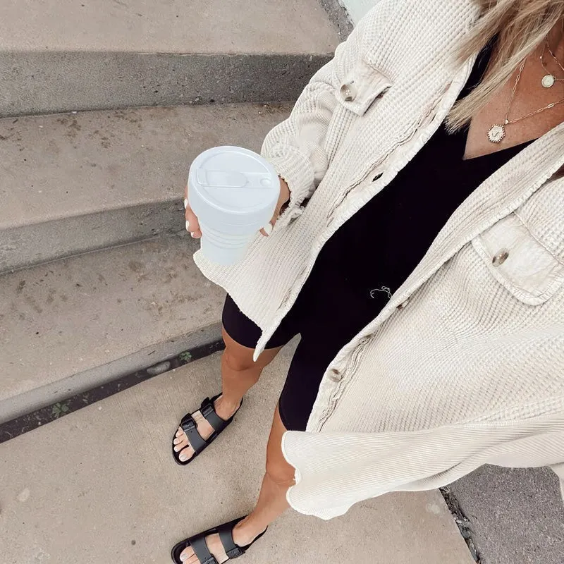 Veste en Waffle pour Femme avec Poches