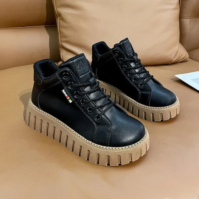 Bottines à plateforme en cuir pour femmes