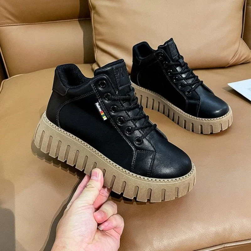 Bottines à plateforme en cuir pour femmes