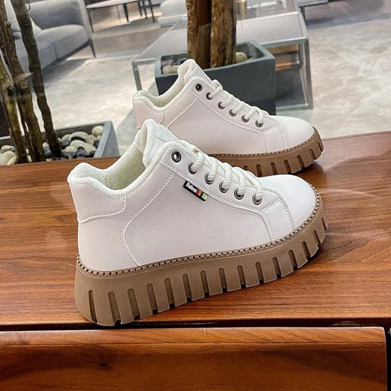 Bottines à plateforme en cuir pour femmes