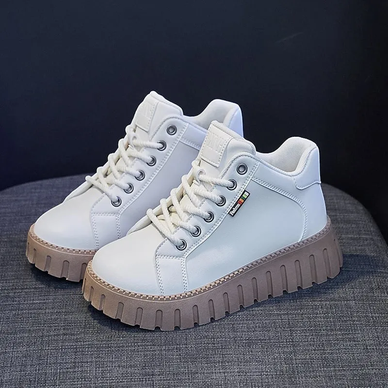 Bottines à plateforme en cuir pour femmes