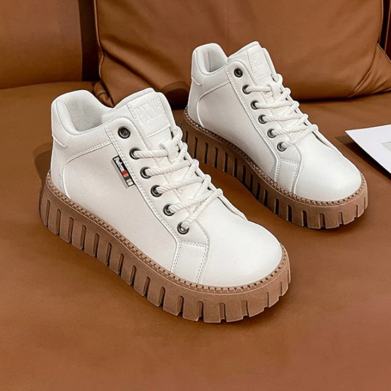 Bottines à plateforme en cuir pour femmes