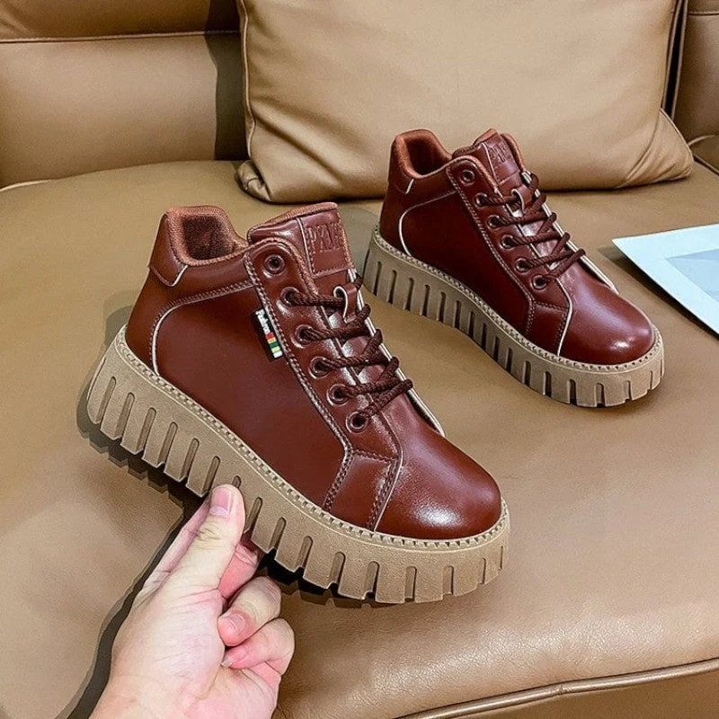 Bottines à plateforme en cuir pour femmes