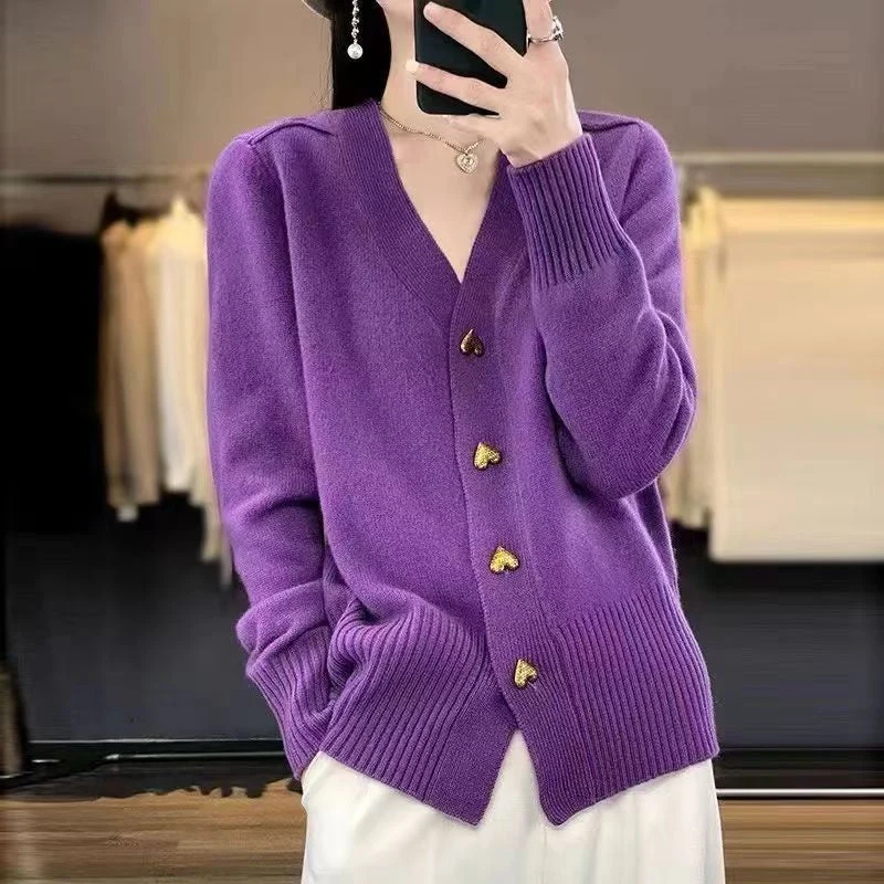 Cardigan en tricot pour femmes avec V-Ausschnitt