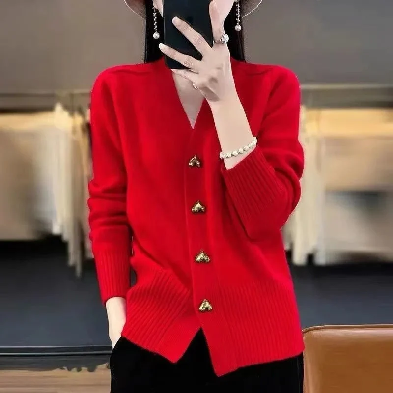 Cardigan en tricot pour femmes avec V-Ausschnitt