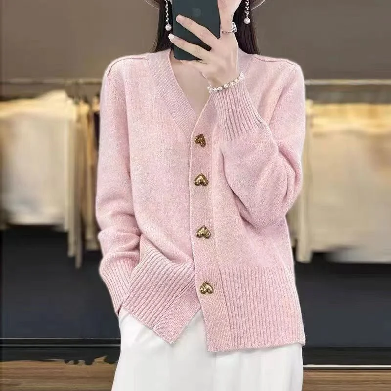 Cardigan en tricot pour femmes avec V-Ausschnitt