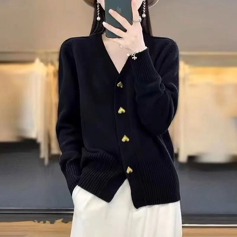 Cardigan en tricot pour femmes avec V-Ausschnitt