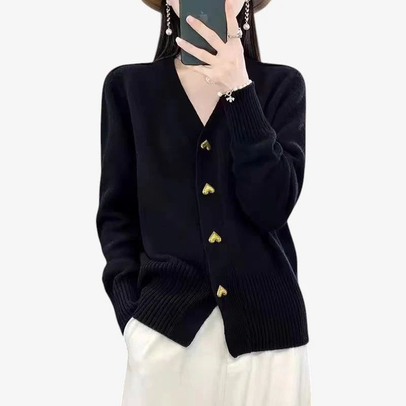 Cardigan en tricot pour femmes avec V-Ausschnitt