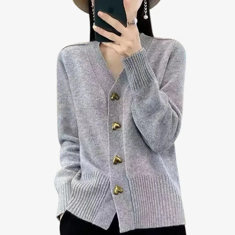 Cardigan en tricot pour femmes avec V-Ausschnitt