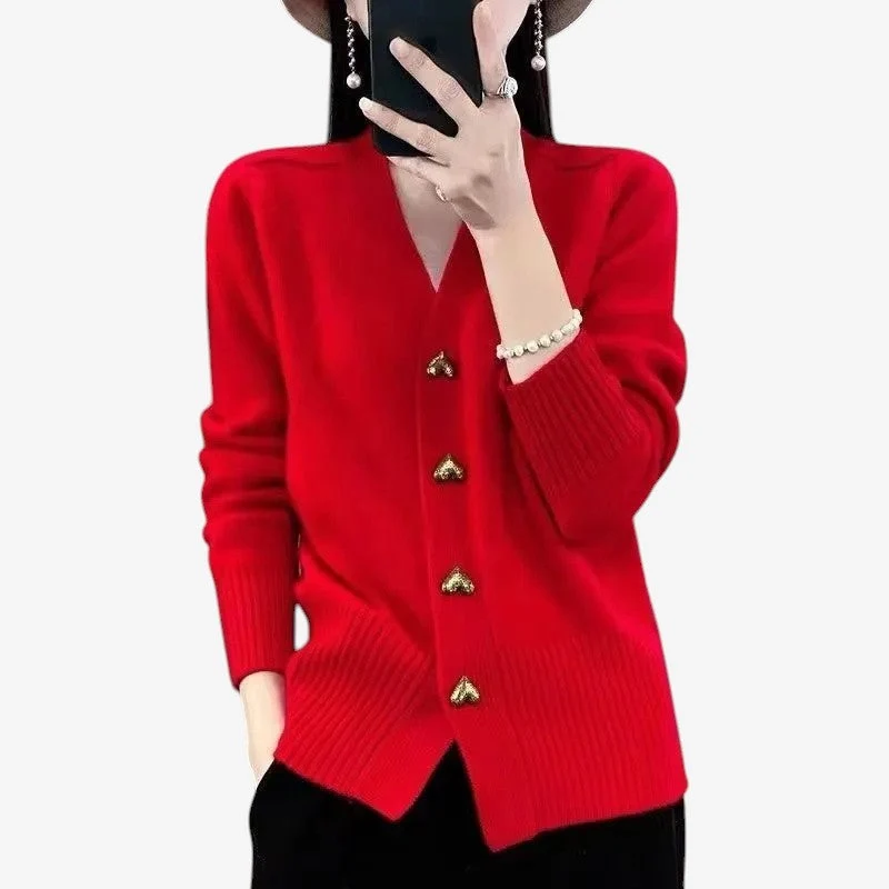 Cardigan en tricot pour femmes avec V-Ausschnitt