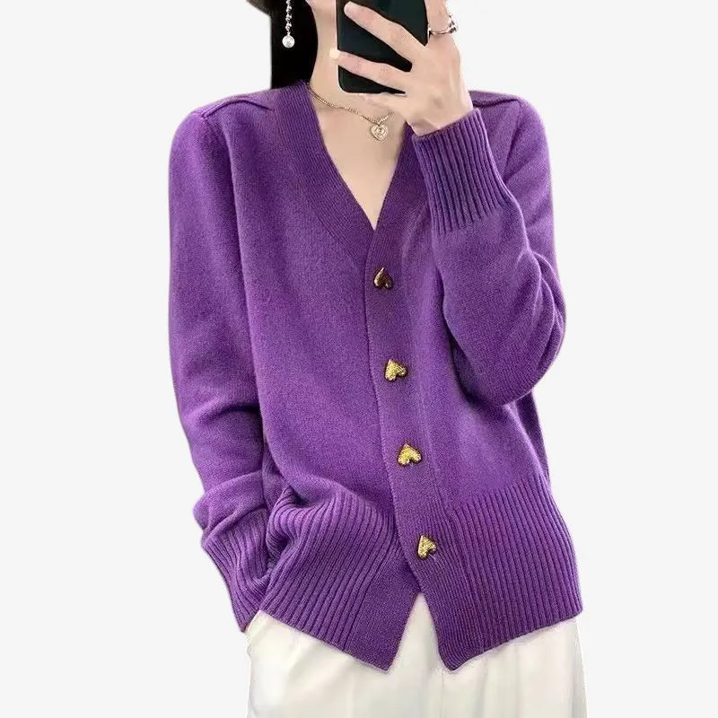 Cardigan en tricot pour femmes avec V-Ausschnitt