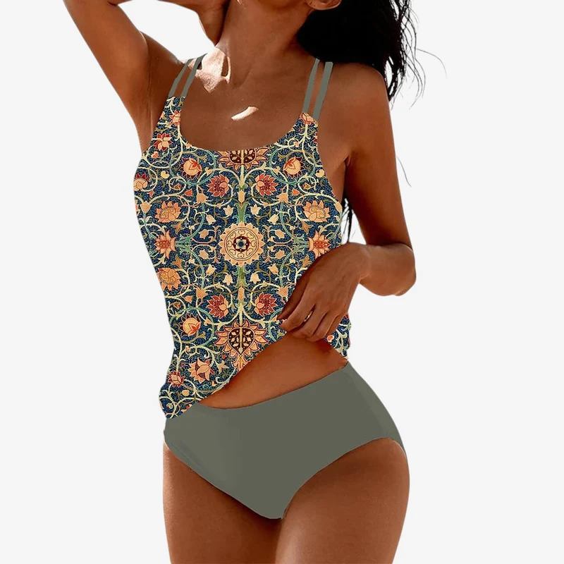 Maillot de Bain Femme 2 Pièces à Motifs Colorés