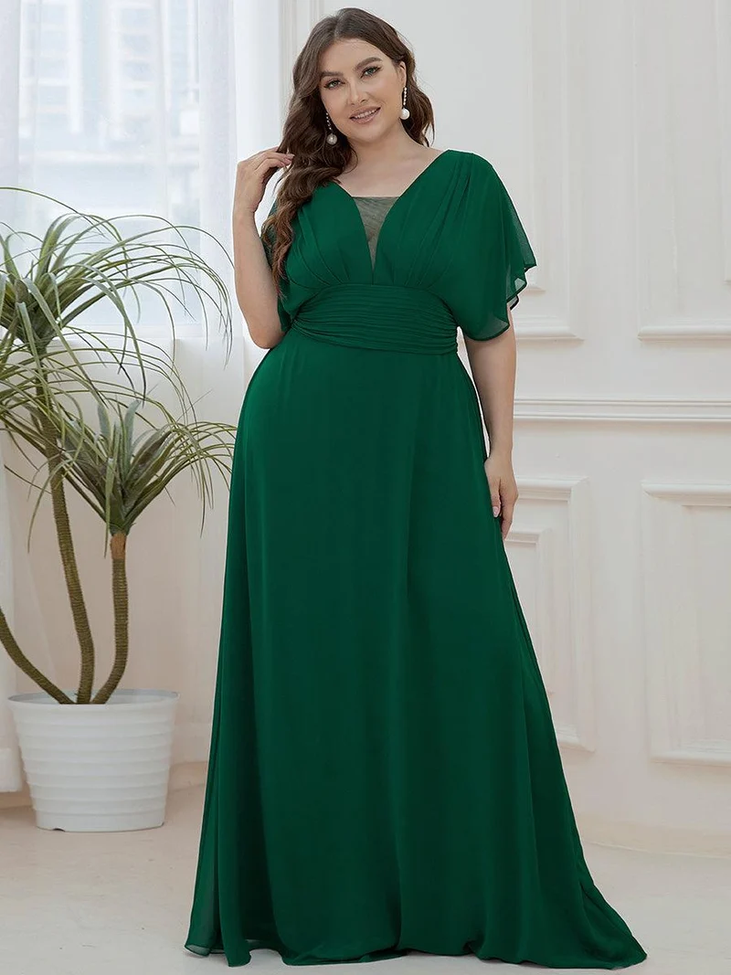 ever AMBRYN|Robe de soirée longue en mousseline de soie à taille empire coupe A(Vente finale)