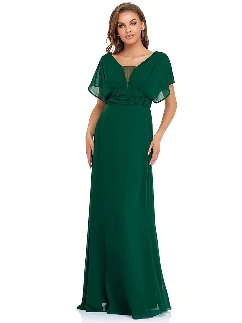ever AMBRYN|Robe de soirée longue en mousseline de soie à taille empire coupe A(Vente finale)
