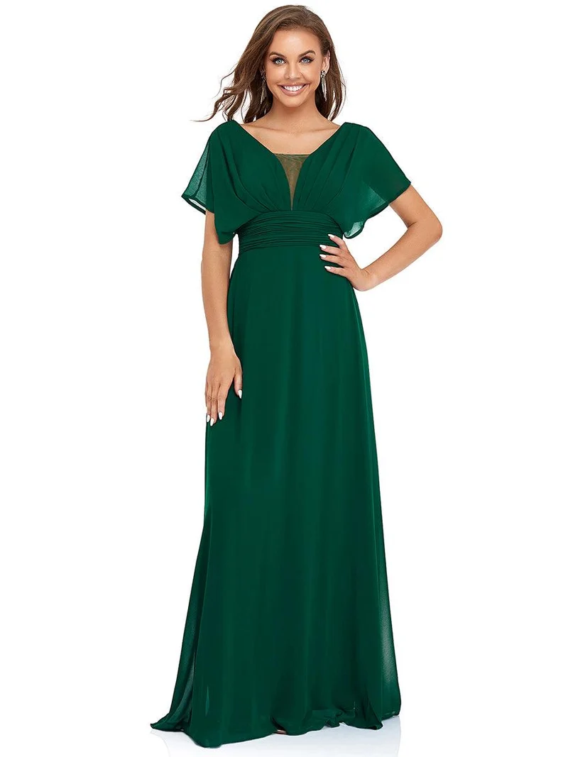 ever AMBRYN|Robe de soirée longue en mousseline de soie à taille empire coupe A(Vente finale)
