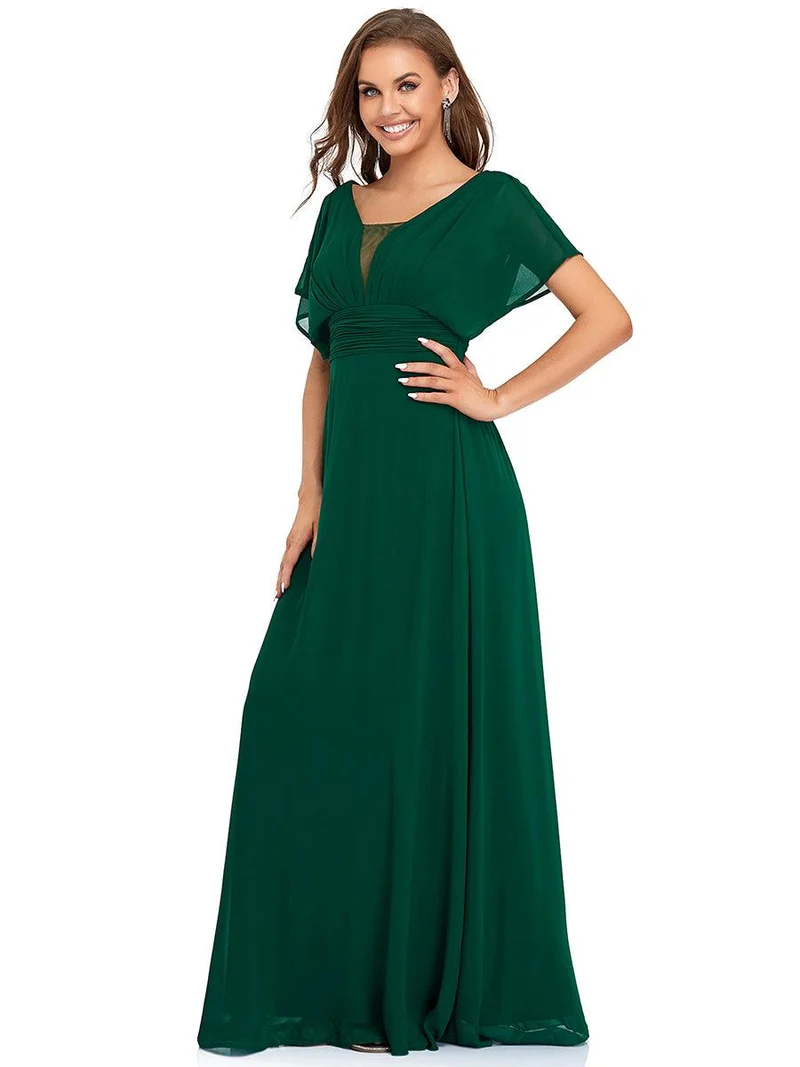 ever AMBRYN|Robe de soirée longue en mousseline de soie à taille empire coupe A(Vente finale)