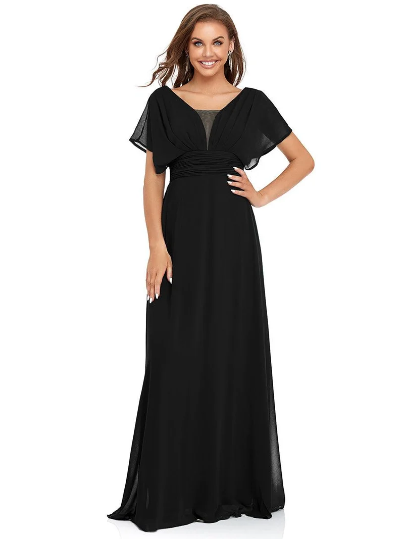 ever AMBRYN|Robe de soirée longue en mousseline de soie à taille empire coupe A(Vente finale)
