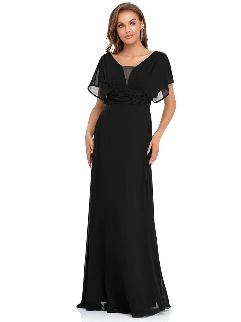 ever AMBRYN|Robe de soirée longue en mousseline de soie à taille empire coupe A(Vente finale)