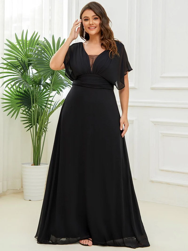 ever AMBRYN|Robe de soirée longue en mousseline de soie à taille empire coupe A(Vente finale)