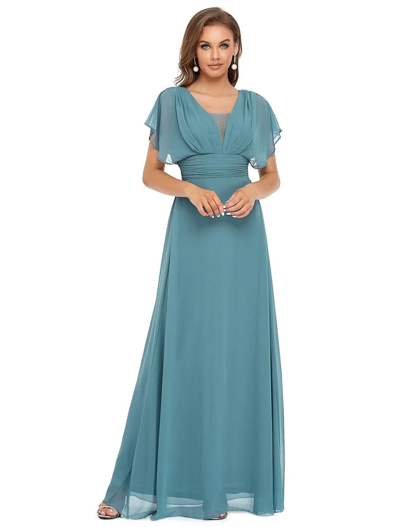 ever AMBRYN|Robe de soirée longue en mousseline de soie à taille empire coupe A(Vente finale)