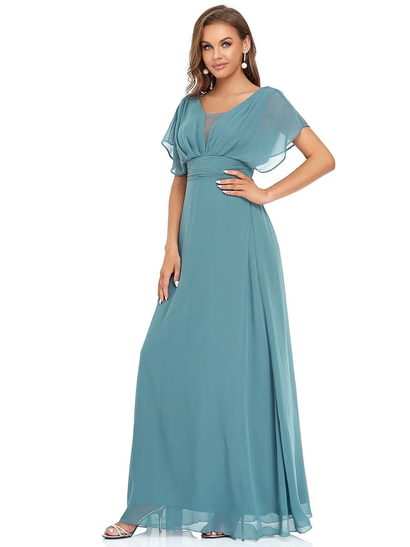 ever AMBRYN|Robe de soirée longue en mousseline de soie à taille empire coupe A(Vente finale)