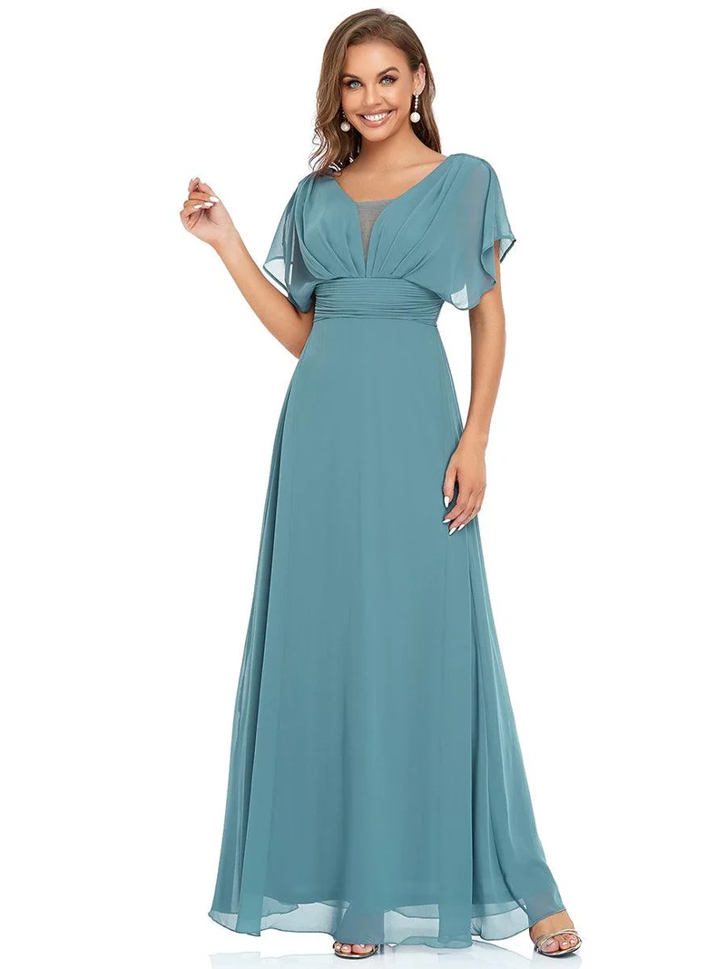 ever AMBRYN|Robe de soirée longue en mousseline de soie à taille empire coupe A(Vente finale)