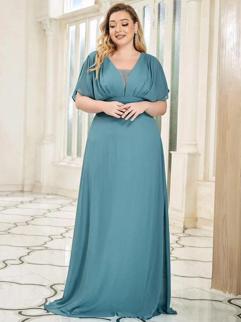 ever AMBRYN|Robe de soirée longue en mousseline de soie à taille empire coupe A(Vente finale)