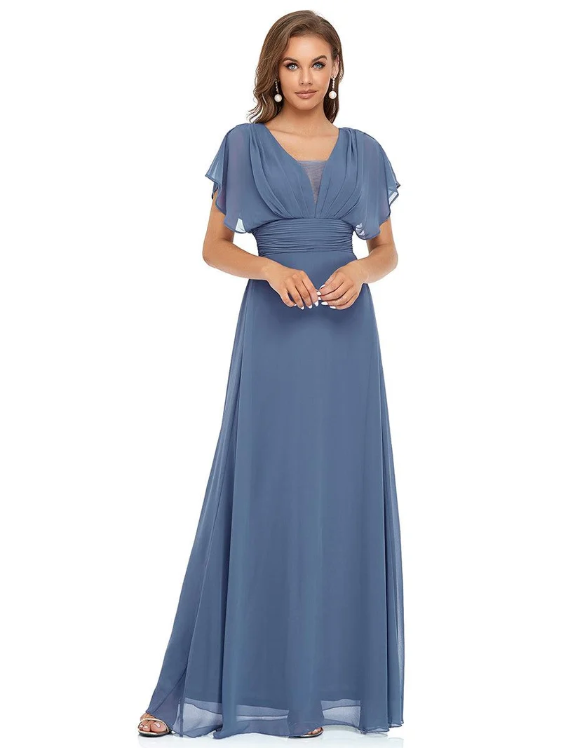ever AMBRYN|Robe de soirée longue en mousseline de soie à taille empire coupe A(Vente finale)