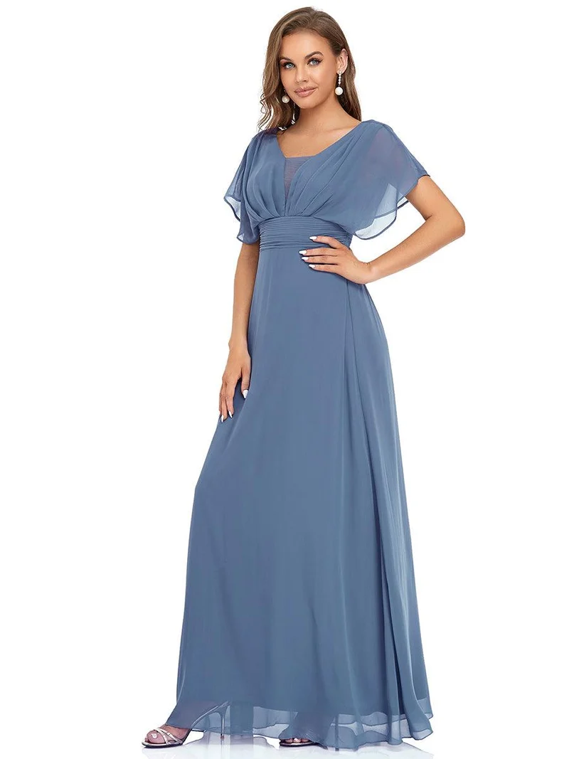 ever AMBRYN|Robe de soirée longue en mousseline de soie à taille empire coupe A(Vente finale)