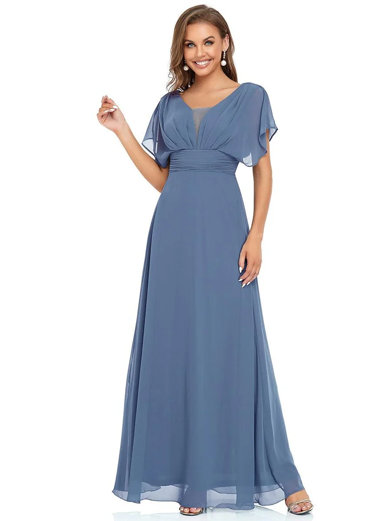 ever AMBRYN|Robe de soirée longue en mousseline de soie à taille empire coupe A(Vente finale)