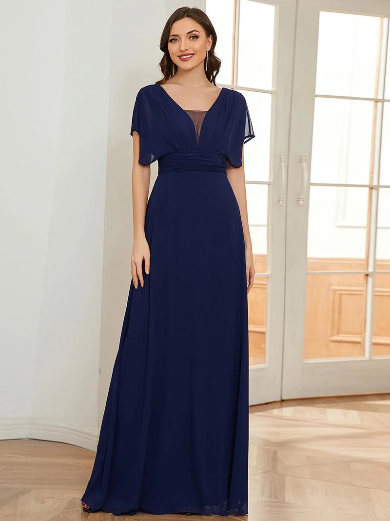 ever AMBRYN|Robe de soirée longue en mousseline de soie à taille empire coupe A(Vente finale)
