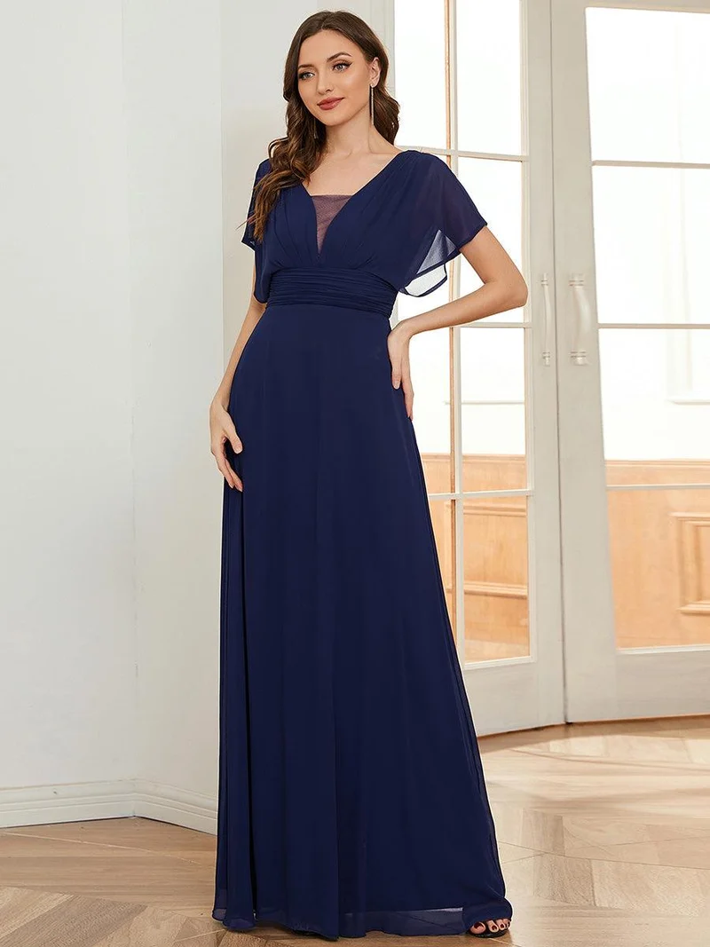 ever AMBRYN|Robe de soirée longue en mousseline de soie à taille empire coupe A(Vente finale)