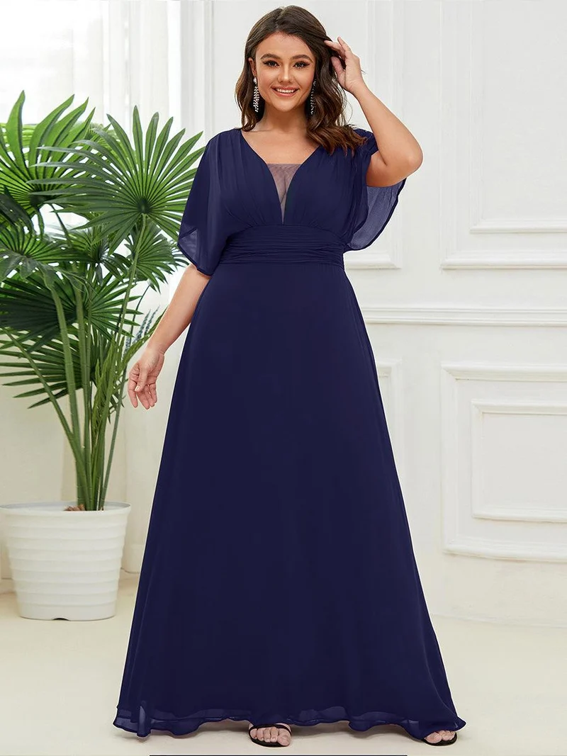ever AMBRYN|Robe de soirée longue en mousseline de soie à taille empire coupe A(Vente finale)