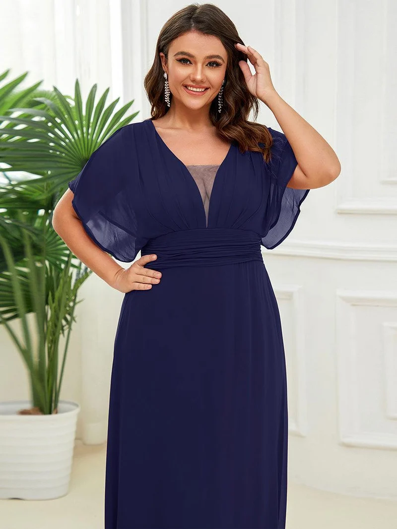ever AMBRYN|Robe de soirée longue en mousseline de soie à taille empire coupe A(Vente finale)