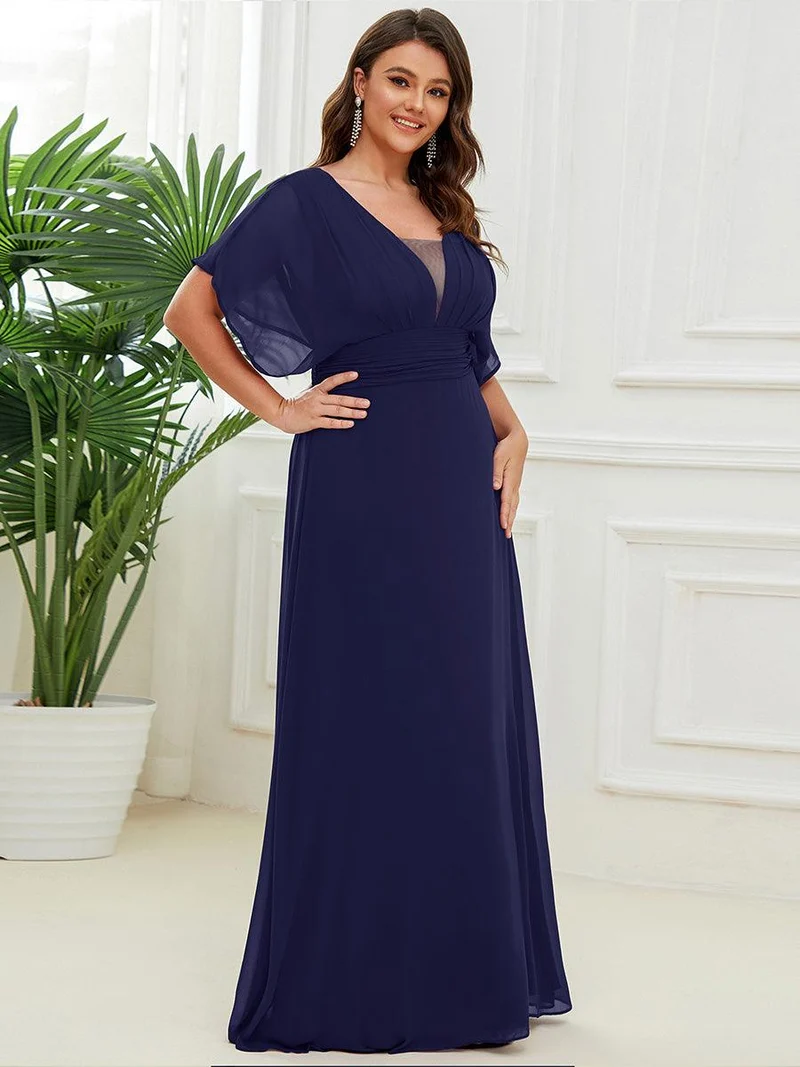 ever AMBRYN|Robe de soirée longue en mousseline de soie à taille empire coupe A(Vente finale)