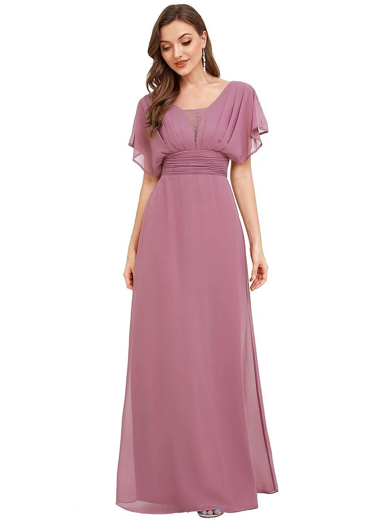 ever AMBRYN|Robe de soirée longue en mousseline de soie à taille empire coupe A(Vente finale)