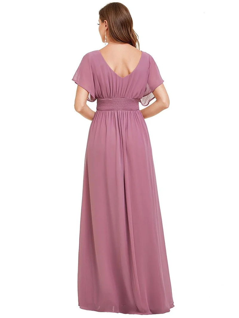 ever AMBRYN|Robe de soirée longue en mousseline de soie à taille empire coupe A(Vente finale)