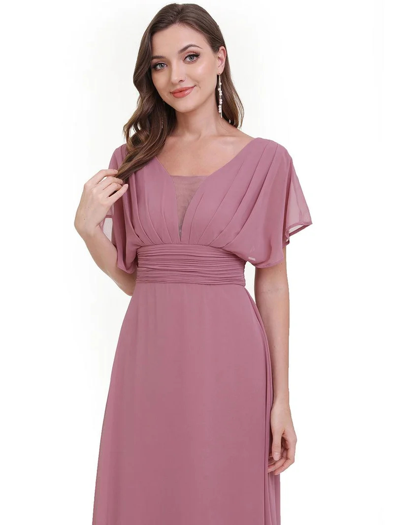 ever AMBRYN|Robe de soirée longue en mousseline de soie à taille empire coupe A(Vente finale)